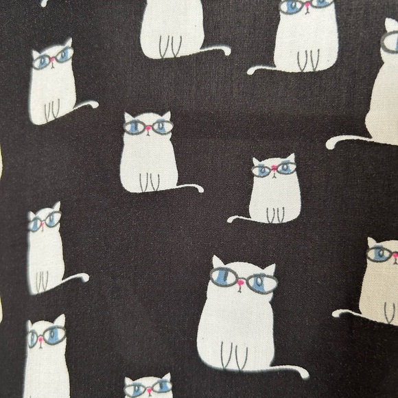Love Notes Cat Print Black and White Button Down Shirt Tie Front Size M - Picture 6 of 9
